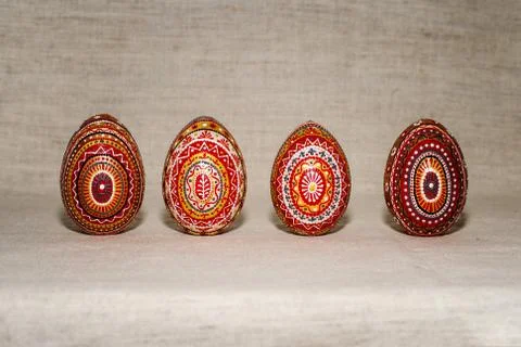 The Easter eggs, hand-painted with acrylic paints Stock Photos