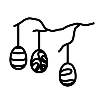 Easter Eggs Hanged On Tree Branch Icon Stock Illustration