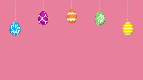 Easter eggs Hanging animation - Pink colored background Stock Footage 103828797