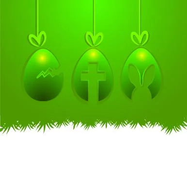 Easter eggs hanging with copy space Stock Illustration