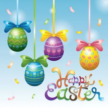 Easter Eggs Hanging Decorate Stock Illustration