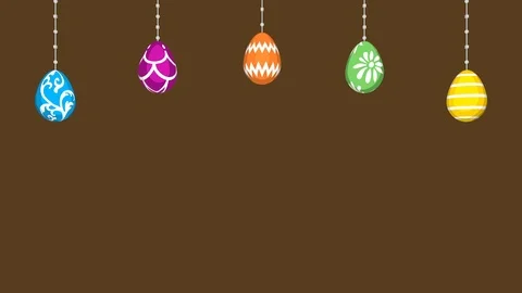 Easter Eggs Hanging down animation -Brown color background Stock Footage 86219645