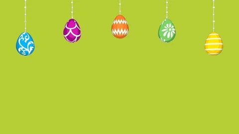 Easter Eggs Hanging down animation - Green color background Stock Footage 86219671