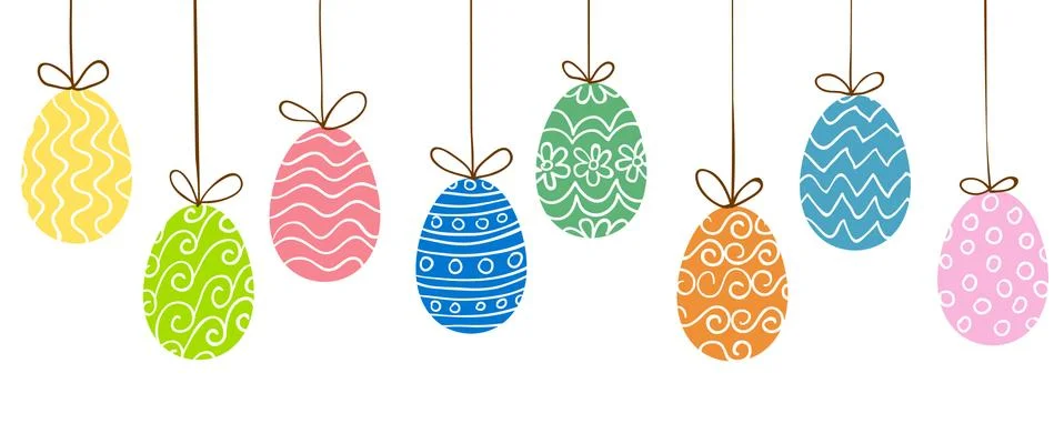 Easter eggs hanging Stock Illustration