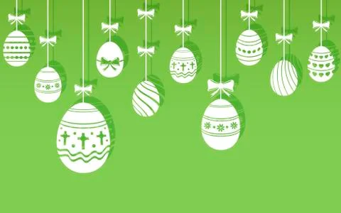 Easter eggs hanging ornaments background Illustrazione stock