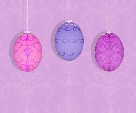 Easter eggs hanging in a row Stock Illustration