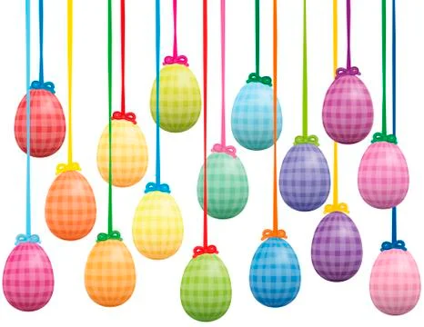 Easter Eggs Hanging Table Decoration Stock Illustration