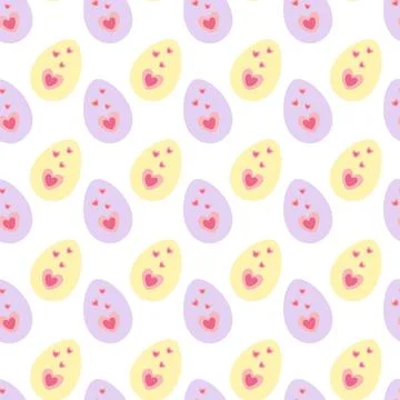 Easter Eggs with Heart Shape decor Seamless Pattern in trendy Lavender and 스톡 일러스트
