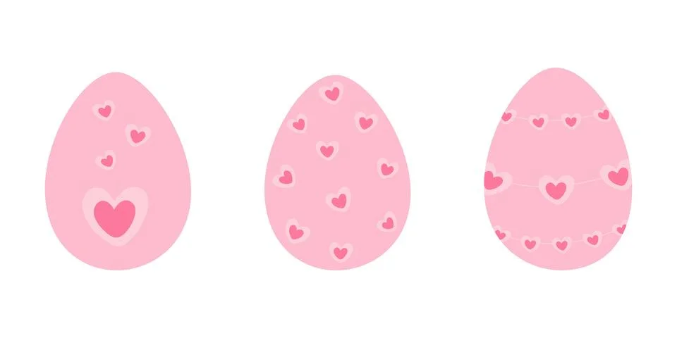 Easter Eggs Heart shape design in trendy Monochrome pink Sticker Icon Simple Illustrazione stock