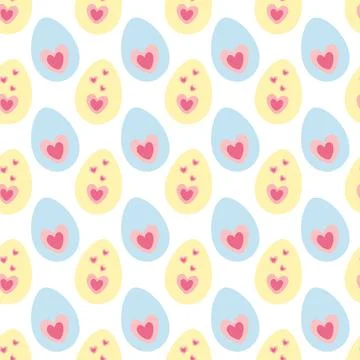 Easter Eggs with Hearts Decoration Seamless Pattern Easter Holidays Colorful Stock Illustration