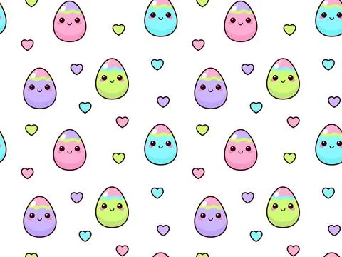 Easter eggs with hearts pattern. Endless background Stock Illustration