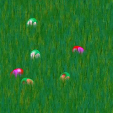 Easter eggs hidden in grass lawn Stock Illustration