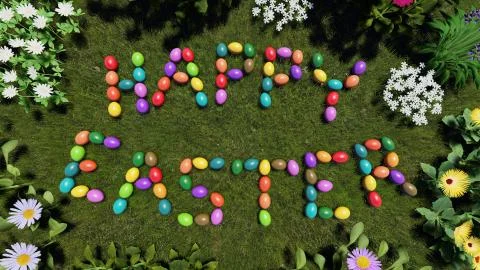 Easter eggs hiding in the grass Stock Illustration