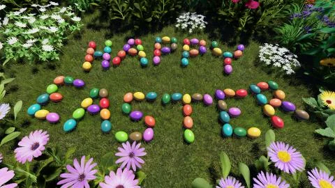 Easter eggs hiding in the grass Stock Illustration