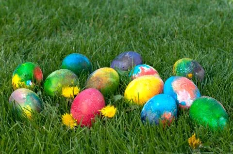 Easter eggs hunt Stock Photos