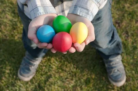 Easter eggs hunt Stock Photos