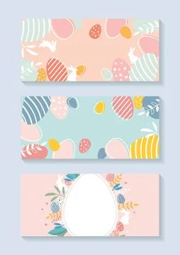 Easter eggs hunt poster collection 库存插图