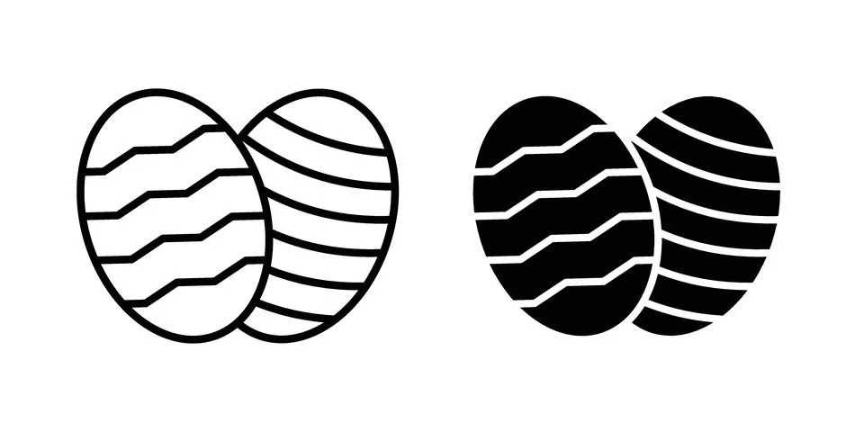 Easter eggs icon linear versions pack on white background 스톡 일러스트