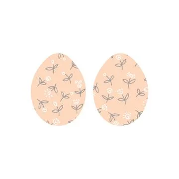 Easter eggs icons. Eggs painted with flowers. Hand drawn Vector illustration. Stock Illustration