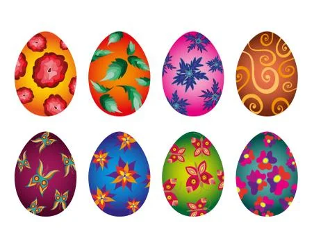 Easter eggs icons flat style. Stock Illustration