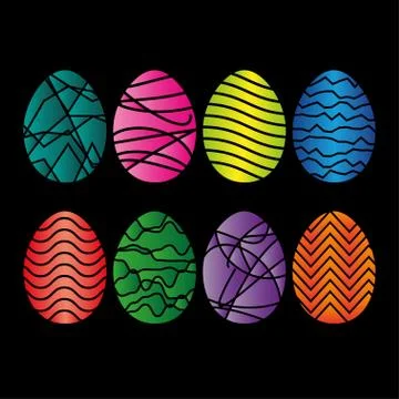 Easter eggs icons flat style. Stock Illustration