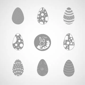 Easter eggs icons vector collection with different patterns on the gradient.. Stock Illustration