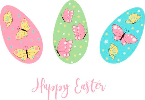 Easter eggs icons. Vector illustration.Easter holidays design on white Stock Illustration