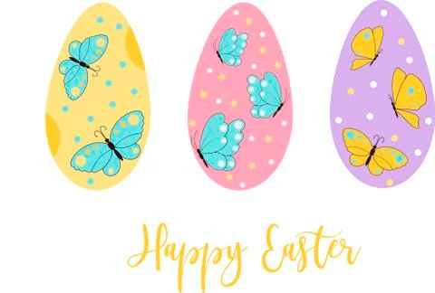 Easter eggs icons. Vector illustration.Easter holidays design on white Stock Illustration
