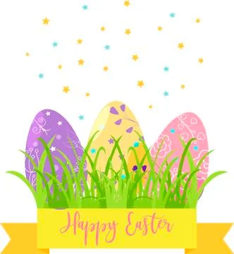 Easter eggs icons. Vector illustration.Easter holidays design on white Stock Illustration