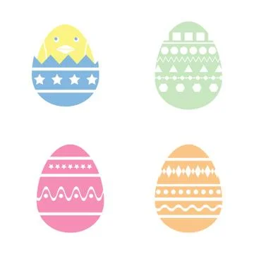 Easter eggs icons on white background. Vector illustration. Easter eggs for H Stock Illustration