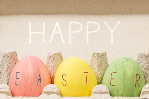 Easter eggs inside container Stock Illustration