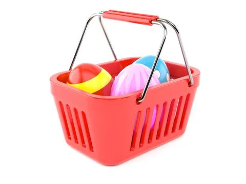 Easter eggs inside shopping basket Stock Illustration