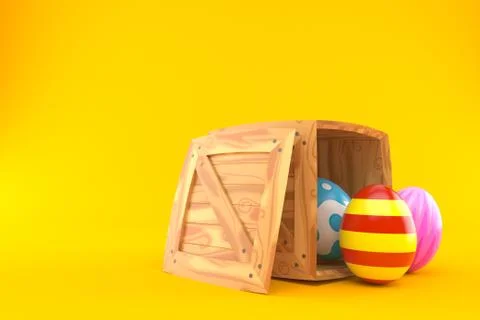 Easter eggs inside wooden crate Stock Illustration