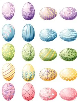 Easter eggs on isolated background. A set of colorful chicken eggs. Great f.. Illustrazione stock