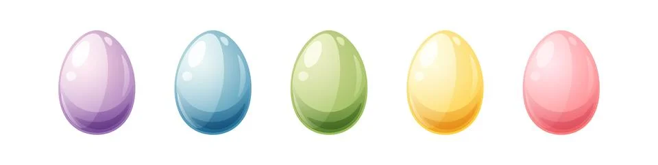 Easter eggs on isolated background. A set of colorful chicken eggs. Great f.. Stock Illustration