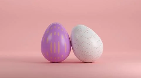 Easter eggs isolated on pink background. 3d illustration Stock Illustration