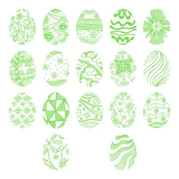 Easter eggs isolated on white background. Hand draw an Easter symbol. Stock Illustration