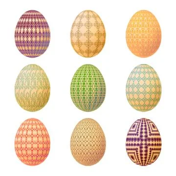 Easter eggs isolated on white background. Vector Stock Illustration