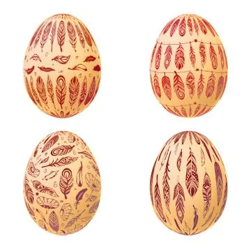 Easter eggs isolated on white background. Vector Stock Illustration