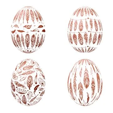Easter eggs isolated on white background. Vector Stock Illustration