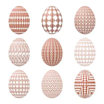 Easter eggs isolated on white background. Vector Stock Illustration
