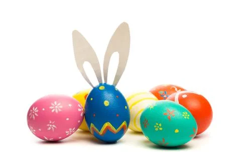 Easter eggs isolated on white background Stock Photos