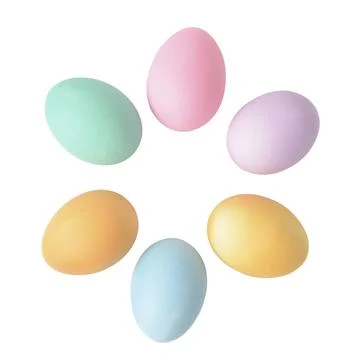 Easter eggs isolated on white background, top view Foto stock