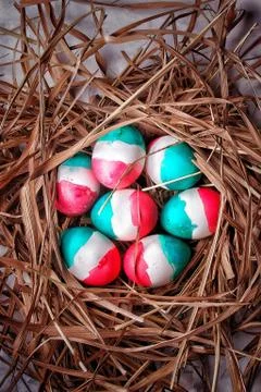 Easter Eggs Italy Flag colors Stock Photos