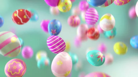 Easter eggs jumping in slow motion 4K Stock Footage 149306288