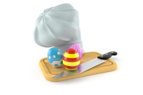 Easter eggs with kitchen board and chef's hat Stock Illustration
