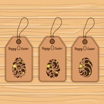 Easter eggs on labels Stock Illustration
