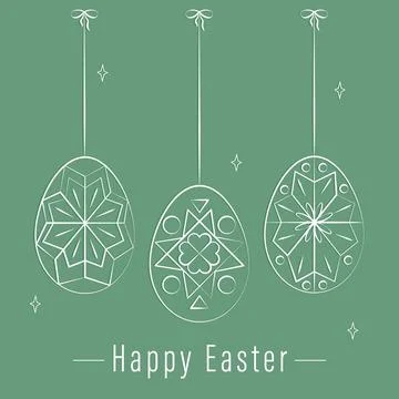 Easter eggs on laces on a green background イラスト素材