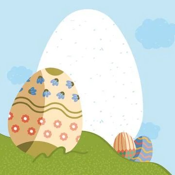 Easter eggs in landscape Stock Illustration