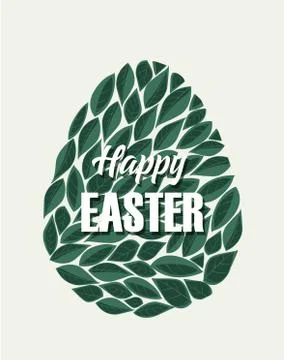 Easter eggs with leaves Illustrazione stock